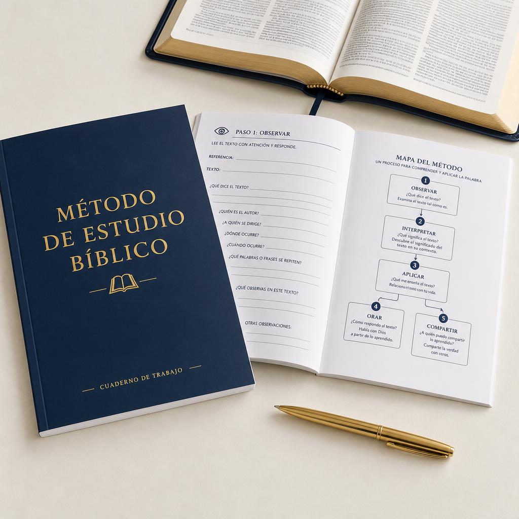 Cuaderno Método de Estudio Bíblico con ficha de estudio y mapa del método